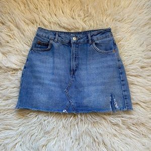 TopShop Light Wash Denim Moto Mini skirt